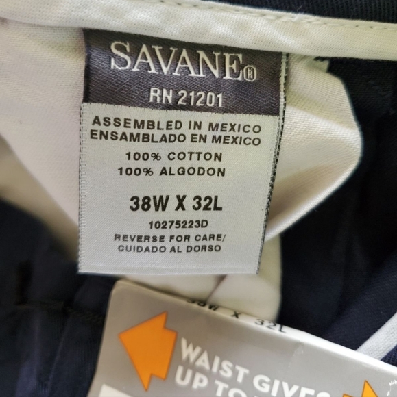 Men's 38x32 Savane pleated front khaki pants new navy blue chino dress slacks - Picture 4 of 7